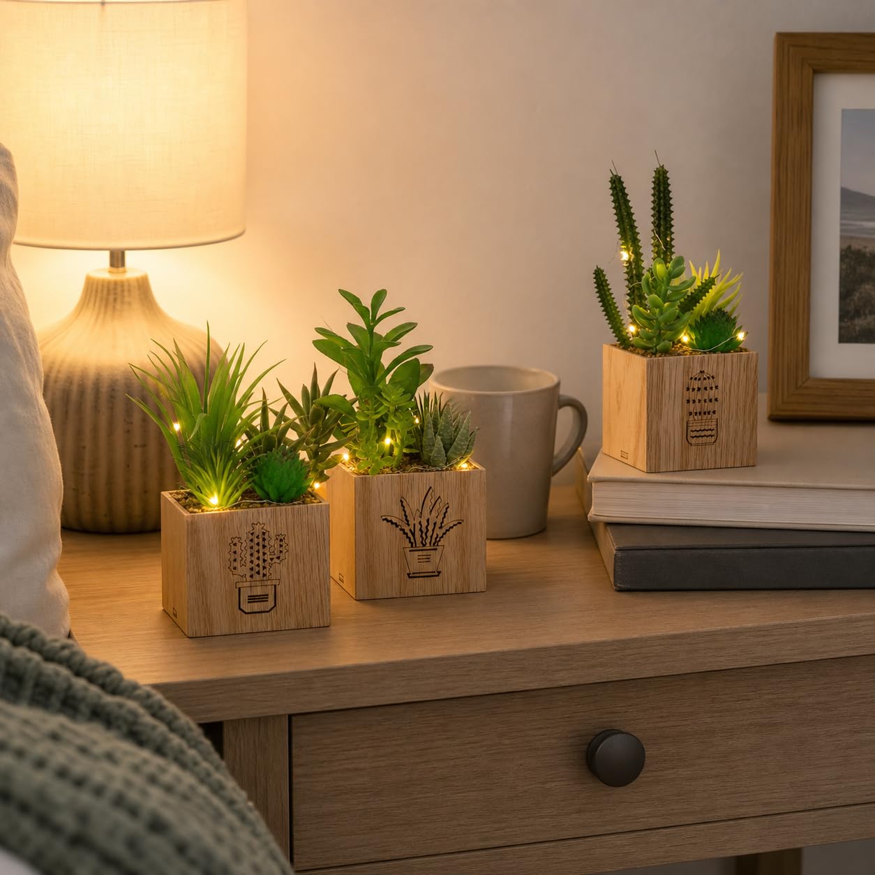 Amazon.com: BEGONDIS Artificial Succulents with LED Lights, Set of